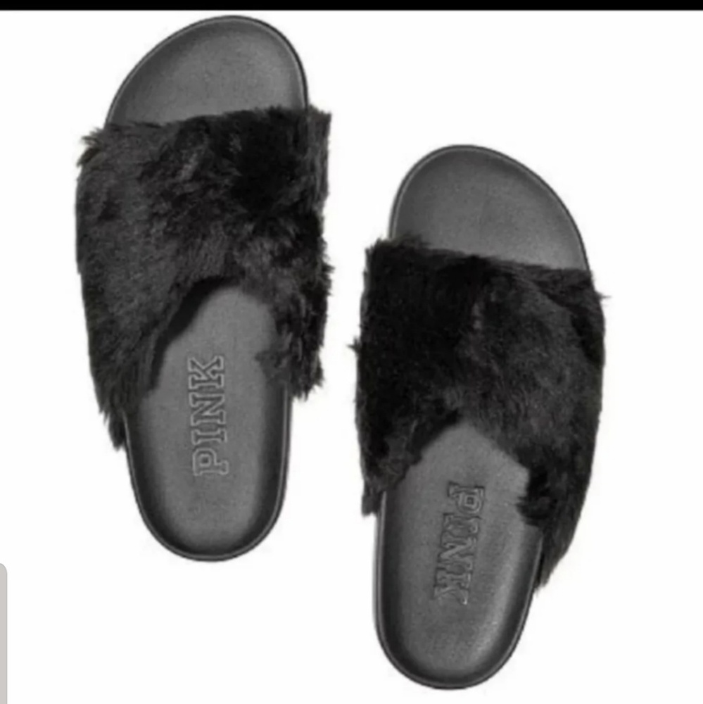 NEW PINK Furry Slides